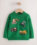 Green Transport Character Knitted
Crew Neck Jumper