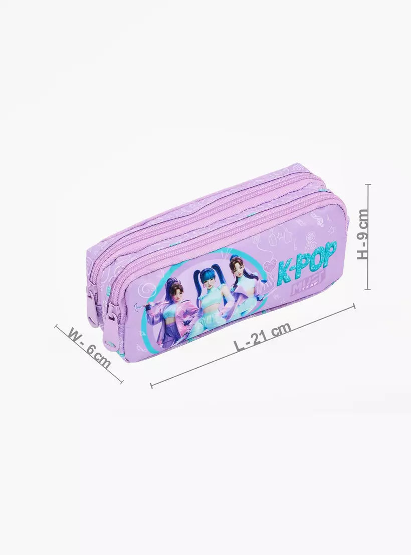 MustTeam KPop Demon Hunters Print Pencil Pouch with 2 Compartments