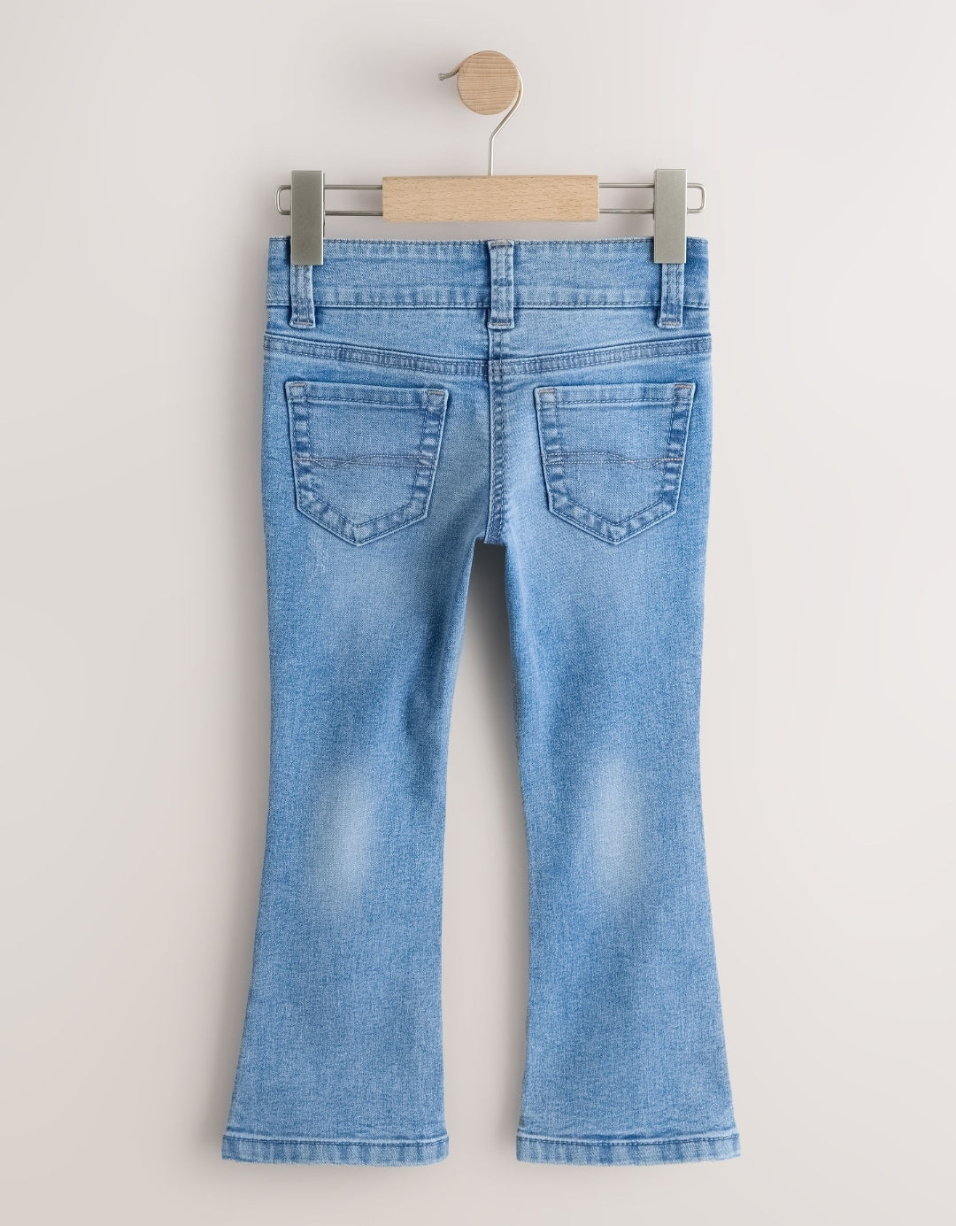 Mid Blue Denim Low Rise Flared Jeans