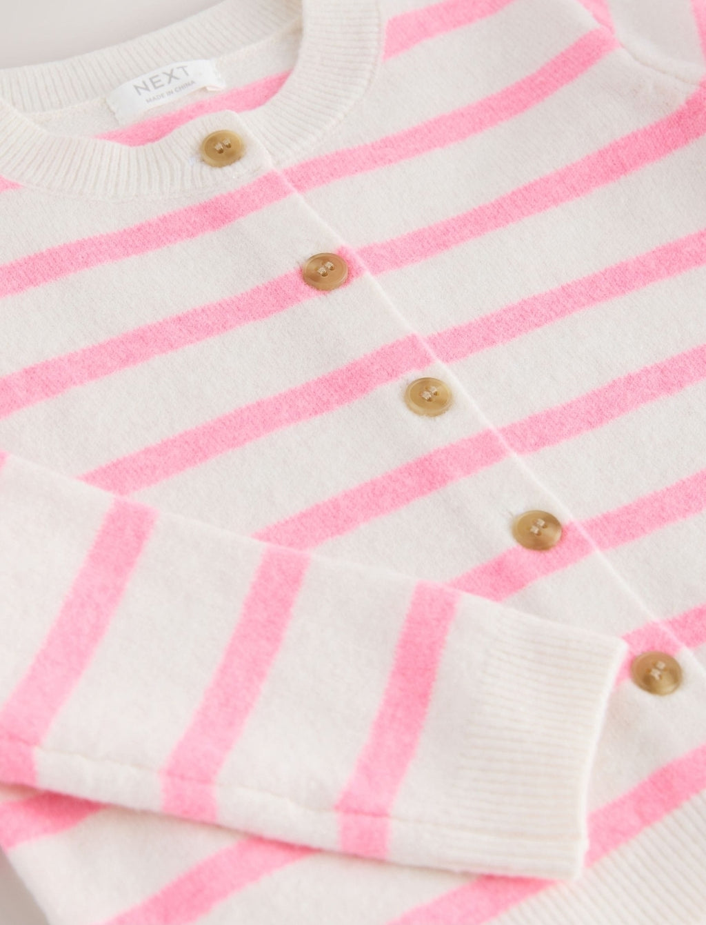 Ecru Pink stripe Knit Cardigan