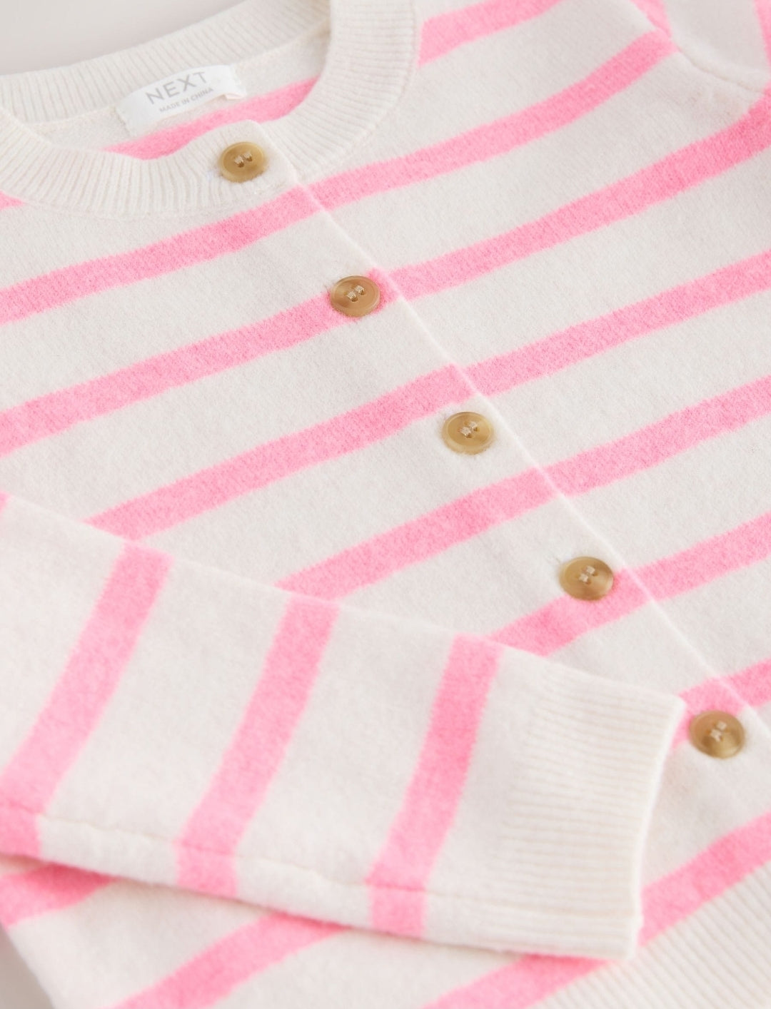 Ecru Pink stripe Knit Cardigan