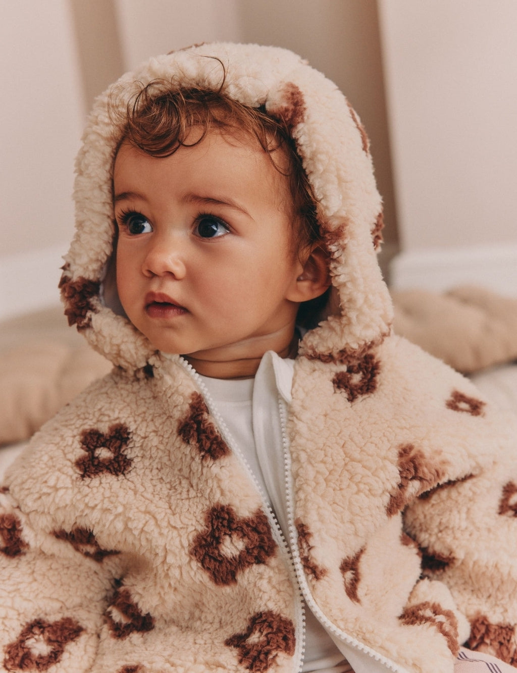 Neutral and Chocolate Floral Borg
Baby Zip Thru Jacket