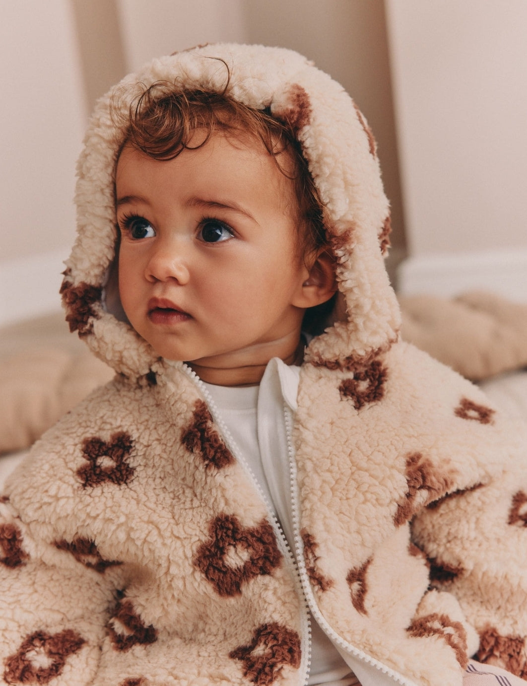 Neutral and Chocolate Floral Borg
Baby Zip Thru Jacket