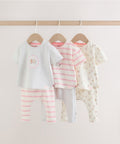 Grey and Pink Short Sleeve Top and Leggings Baby Set 6 Piece