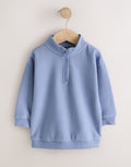 Light Blue Soft Touch Half Zip Neck Sweat Top