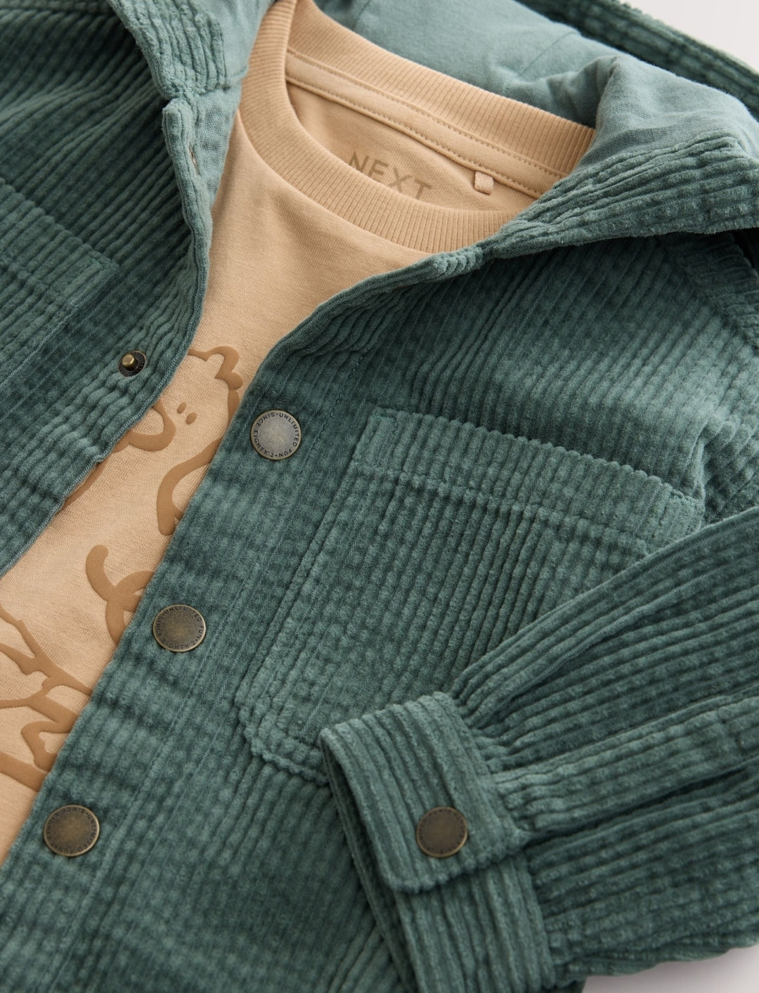 Dark Green Hooded Corduroy Overshirt