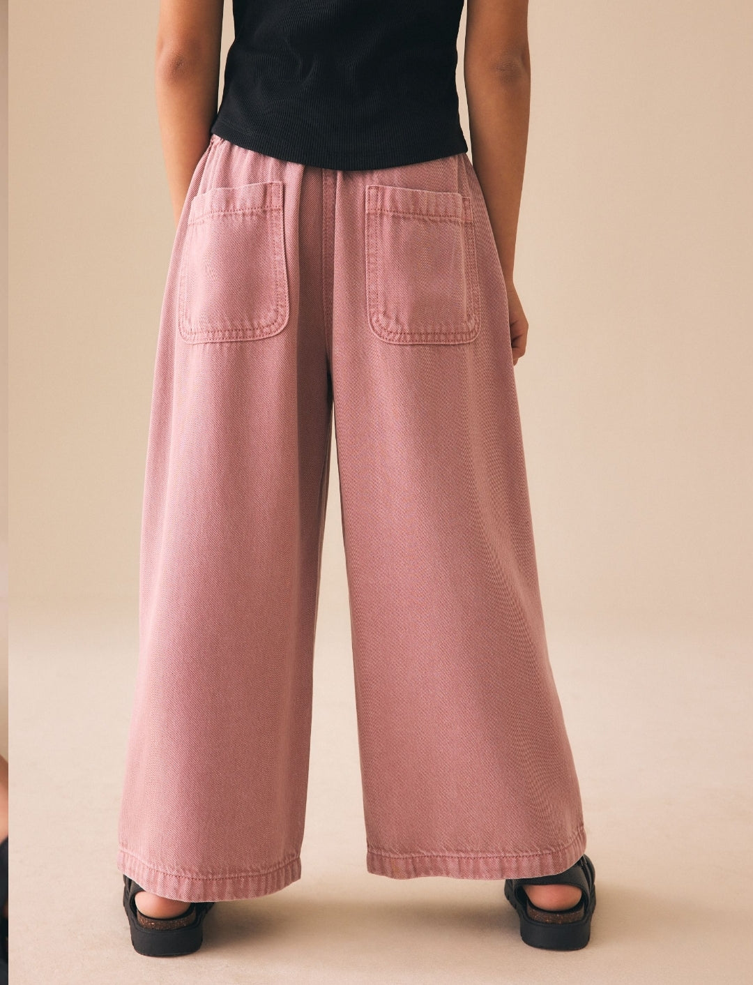 Pink Pull On Wide Leg Trousers