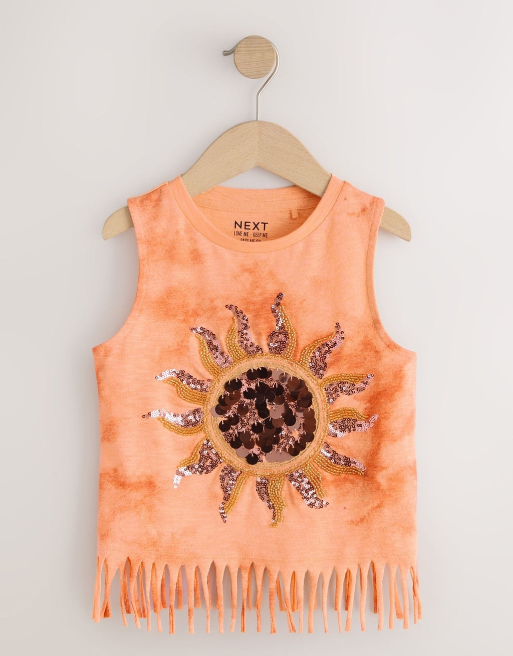 Orange Sun Fringe Sequin Vest