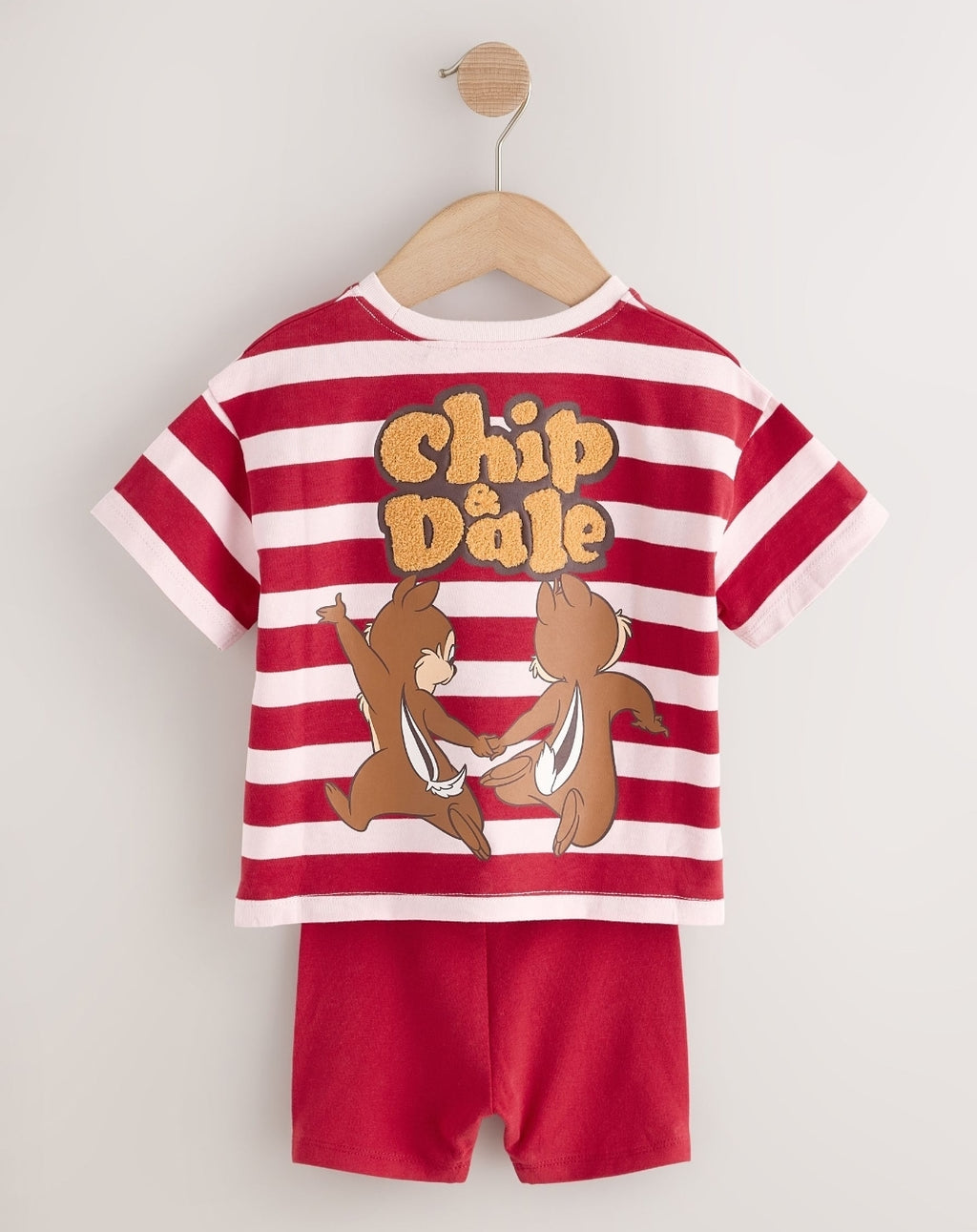 Red Pink Stripe Disney Chip and Dale Shorts Set