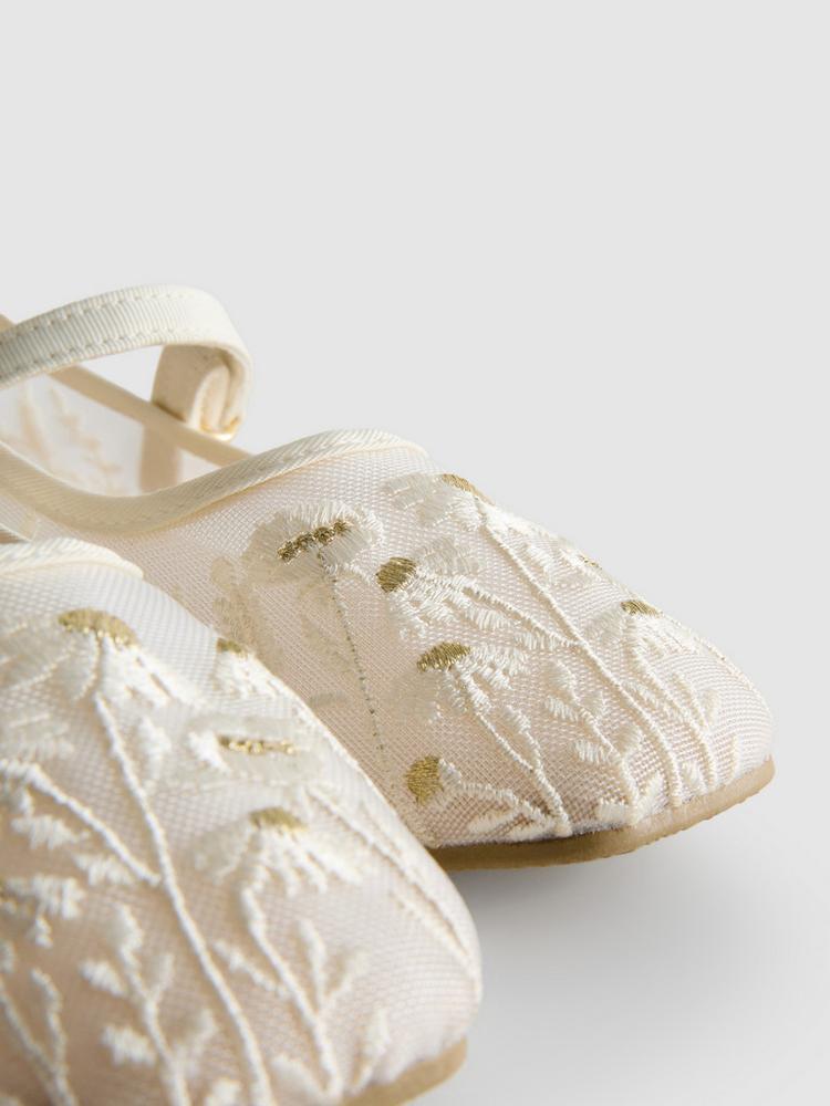 The Edit Embroidered Ballet Pumps