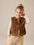 Deer Animal Print Faux Fur Gilet