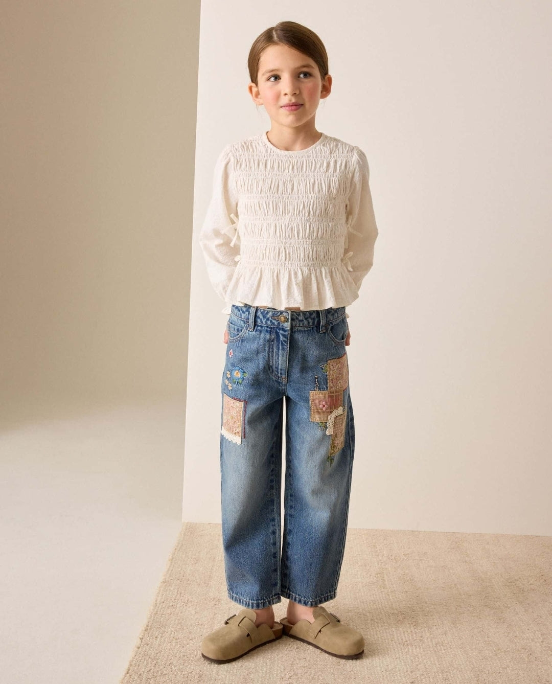 Patchwork Embroidered Straight Leg Jeans