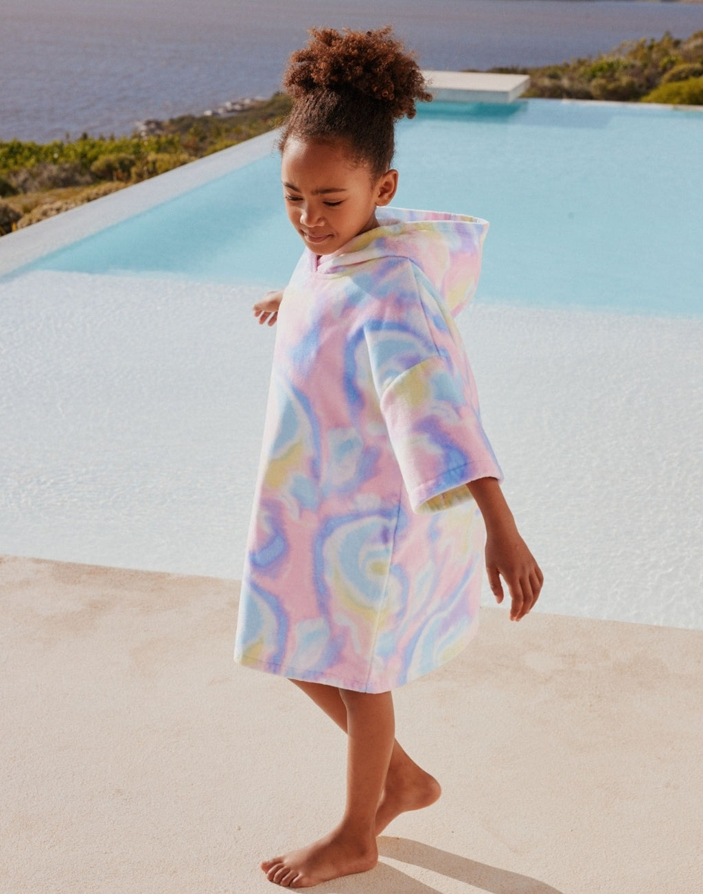 Multi Tie Dye Towelling Poncho