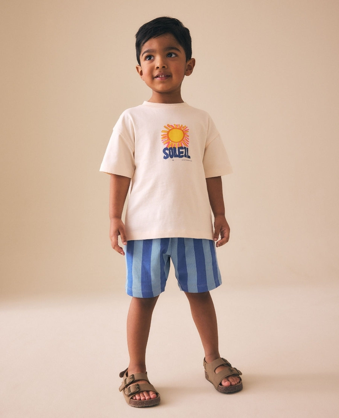 Ecru Soleil Sun Short Sleeve Back
Print T-Shirt and Shorts Set