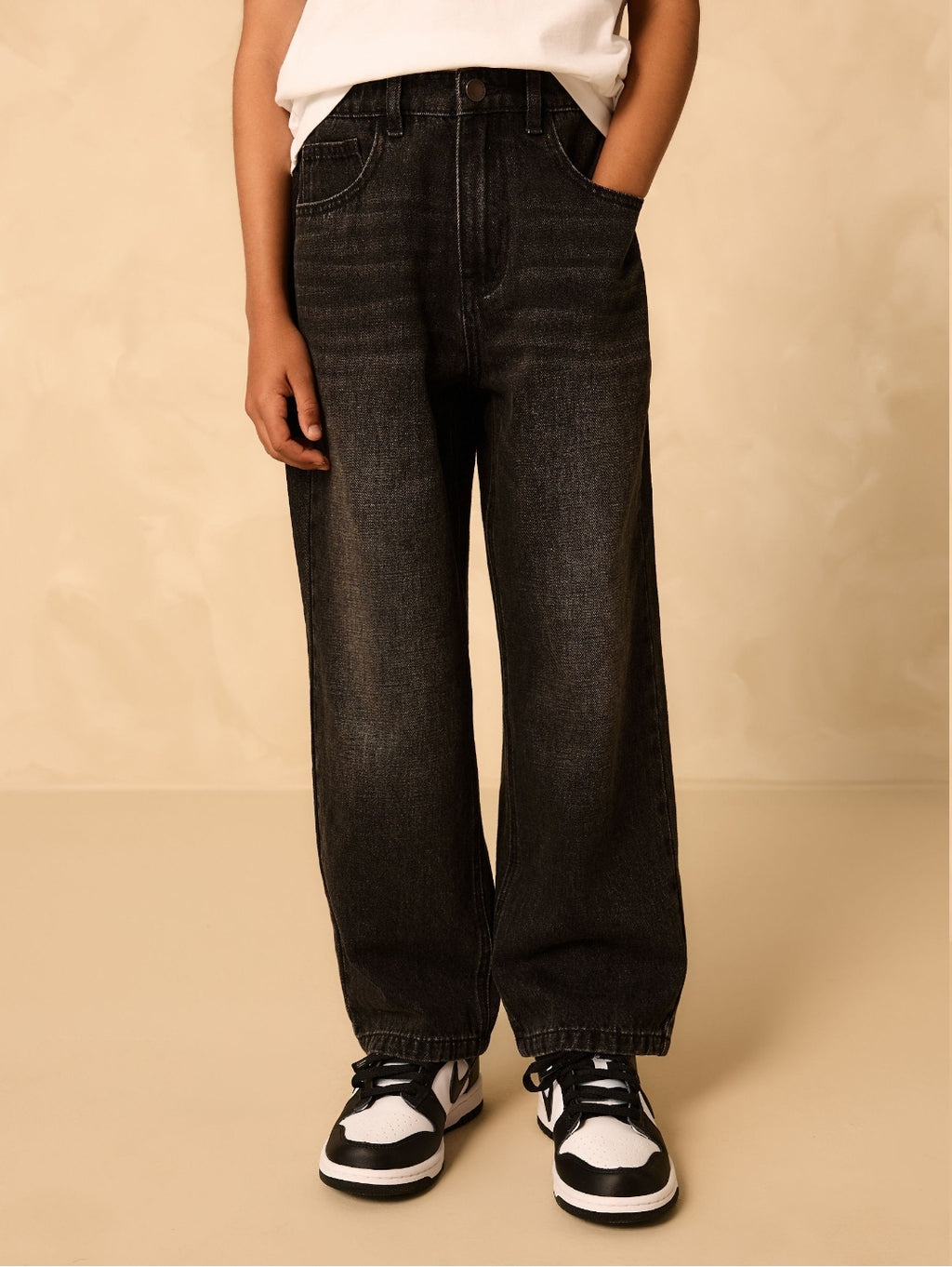 Washed Black Wide Fit Authentic Jeans