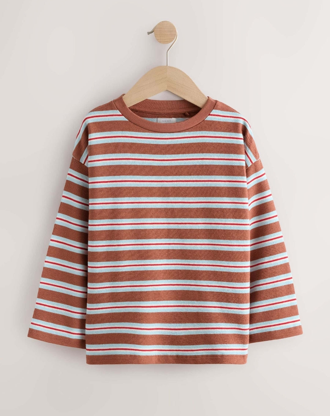 Pink/Brown Stripe Long Sleeve Textured Tops 2 Pack