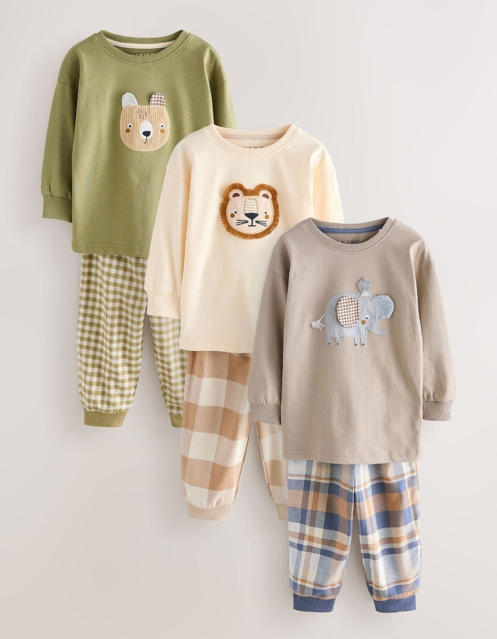 Olive Green/Stone/Ecru Animal
Check Woven Bottom Pyjamas 3