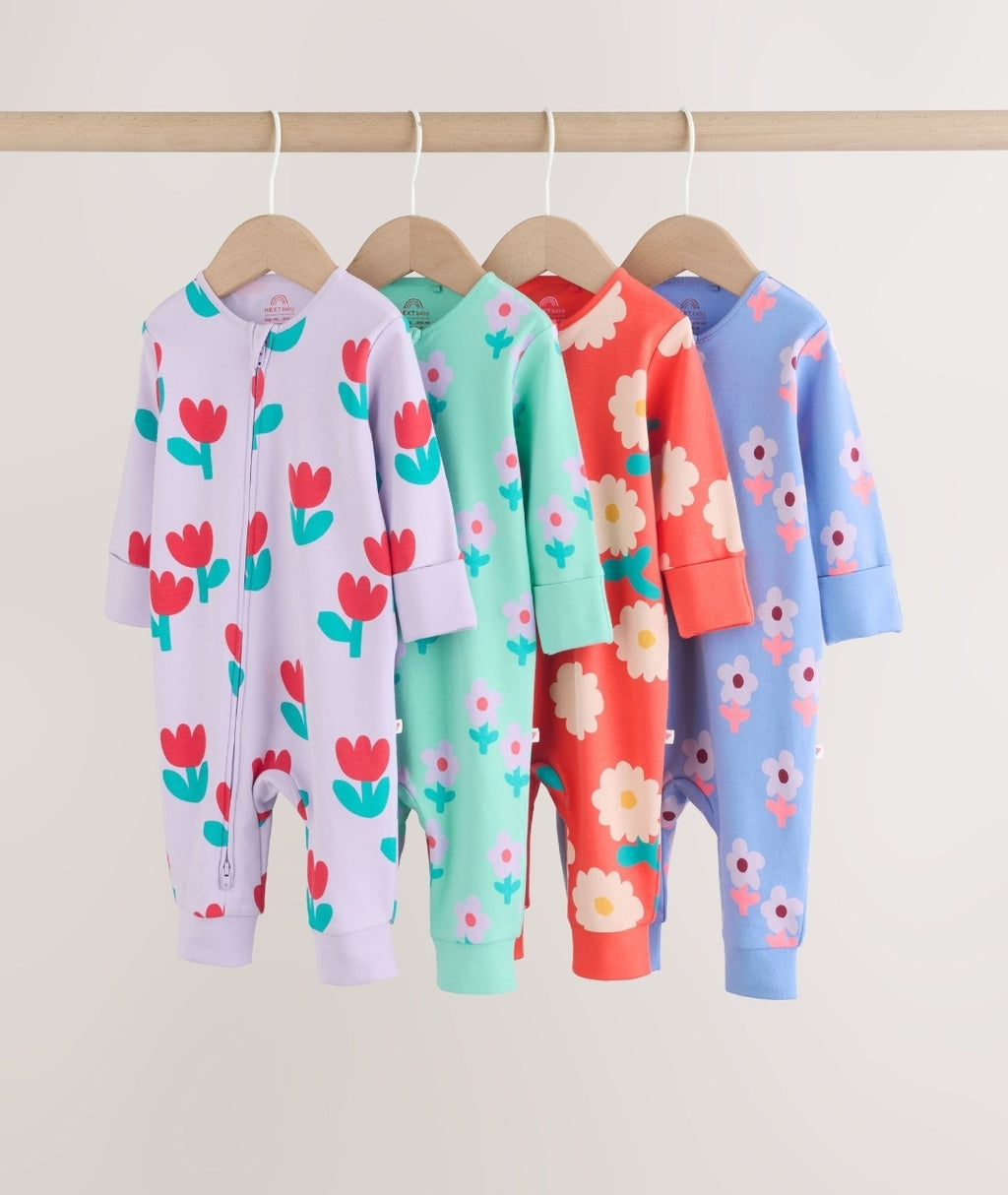 Lilac Purple Two Way Zip Baby
Sleepsuit 4 Pack