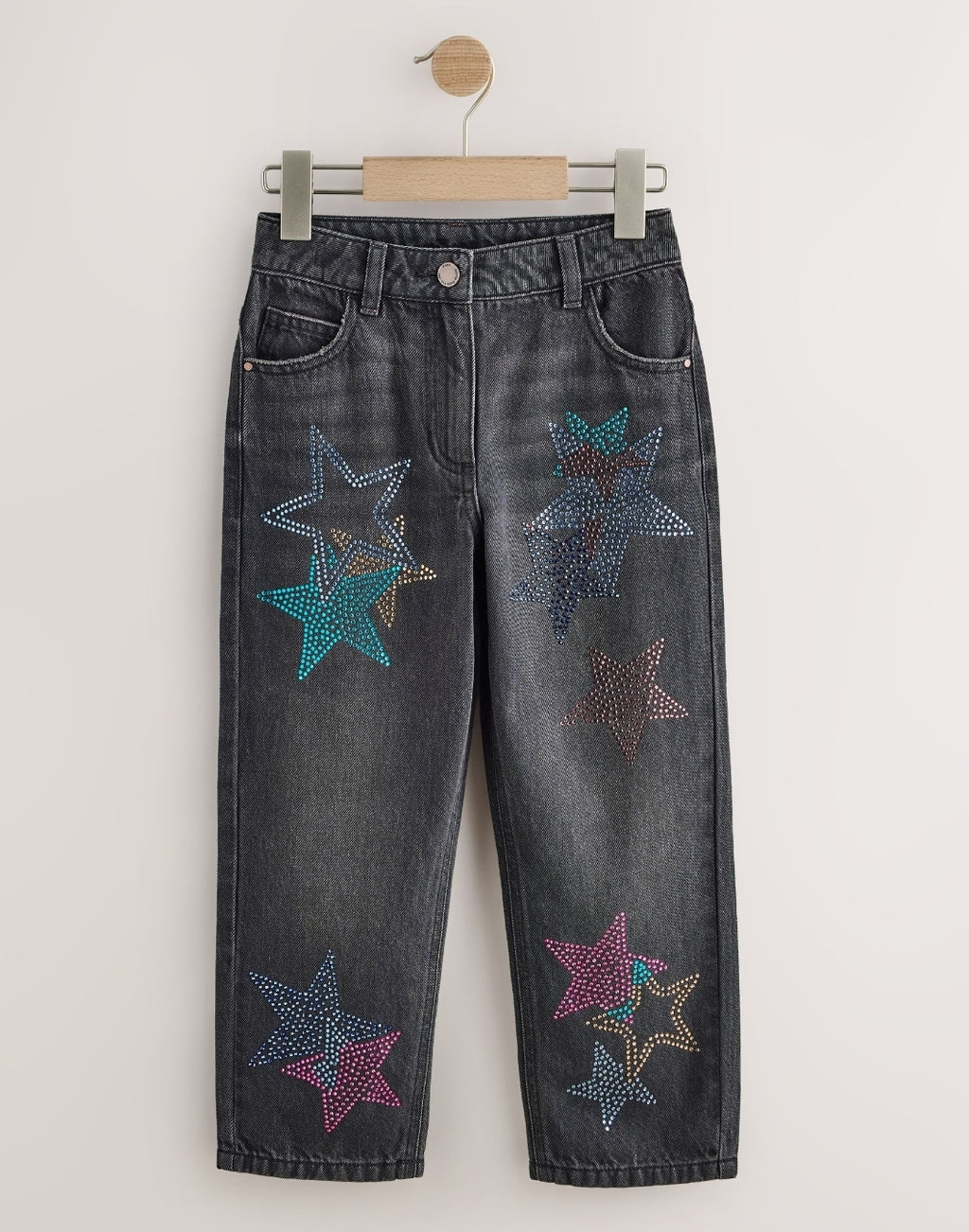 Charcoal Grey Star Diamante
Straight Leg Jeans