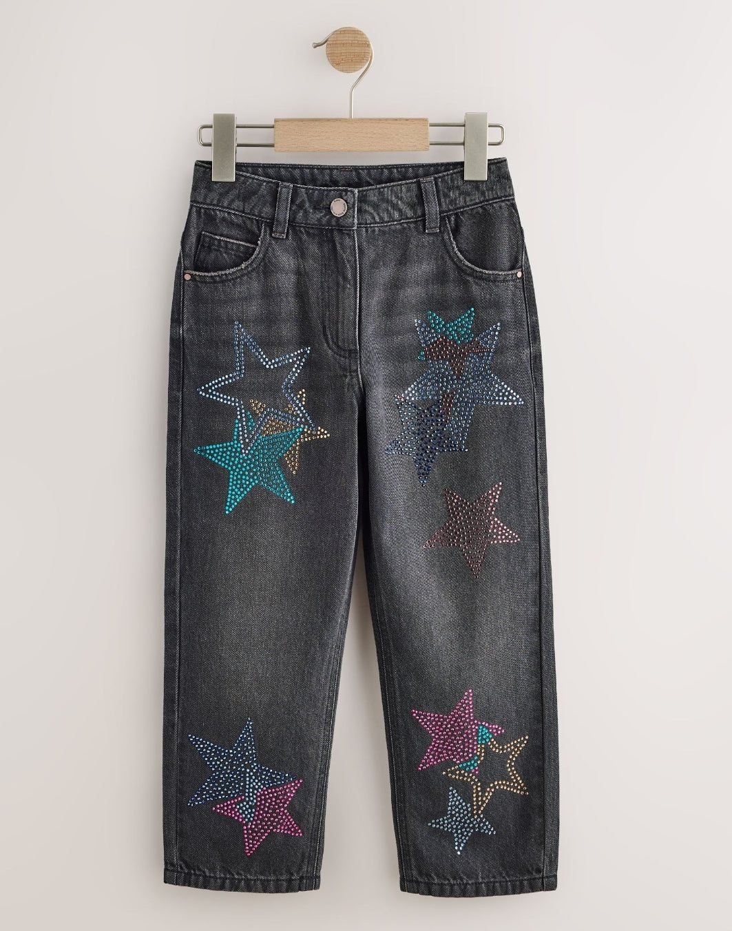 Charcoal Grey Star Diamante
Straight Leg Jeans