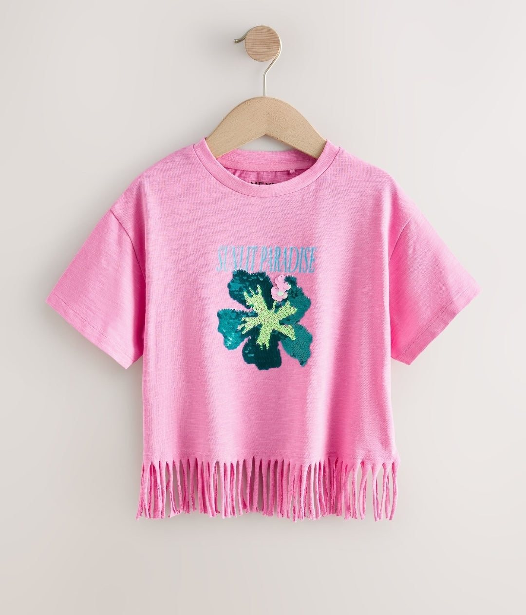 Pink Flower Fringe T-Shirt