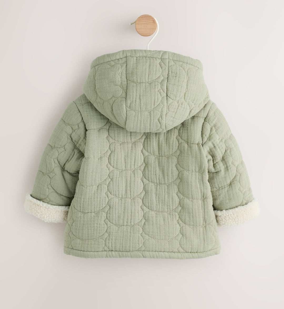 Sage Green Crinkle Bear Face Quilted Baby Jacket