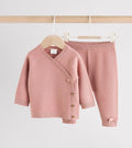 Pink Baby Knitted Wrap Jumper and Leggings 2 Piece Set