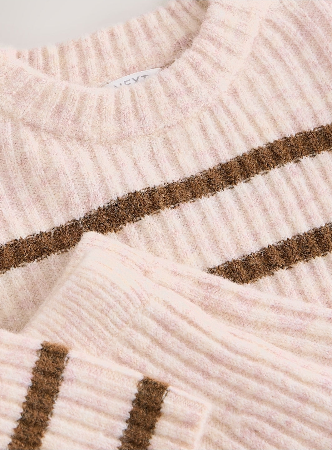 Ecru and Chocolate Stripe Rib Skirt Set