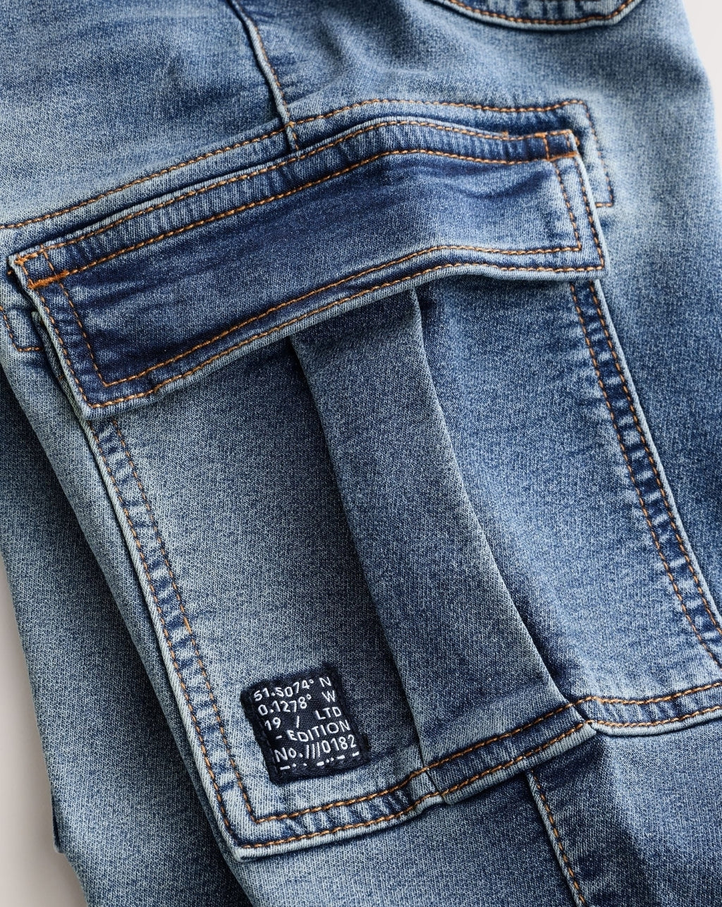 Grey/Blue Cargo Jeans With Elasticated Waists Jeans 2 Pack