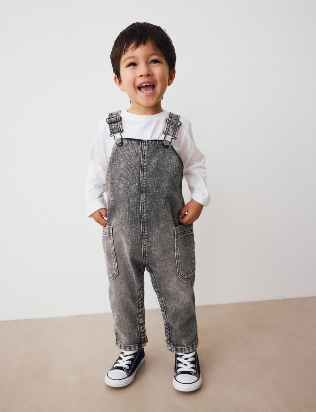 Grey Denim Dungarees