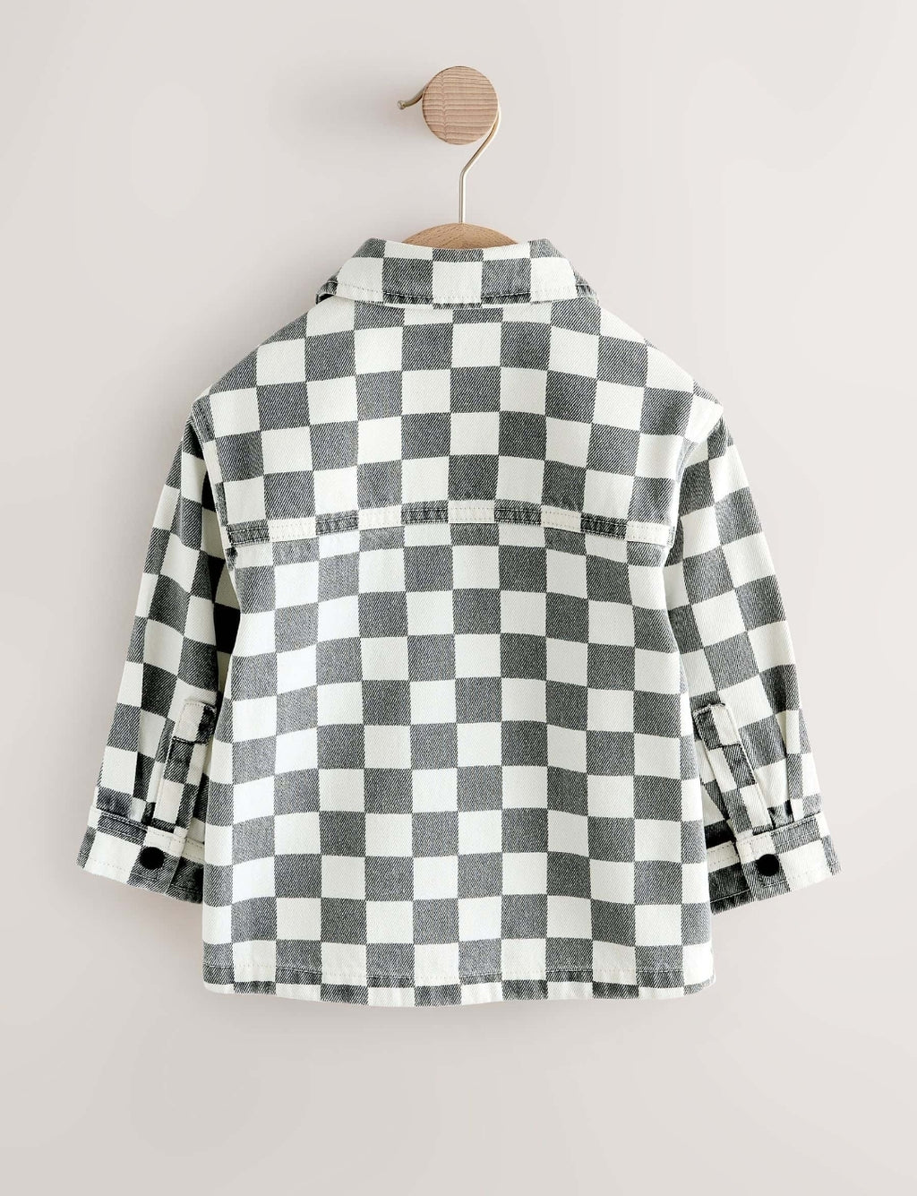 Grey/White Checkerboard Long Sleeve
Zip Up Overshirt
