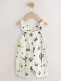 Neutral Cactus Print Dungarees