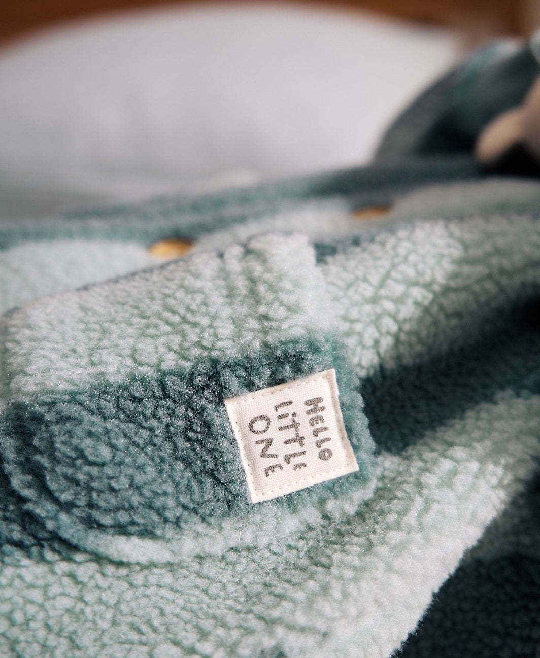 Blue Stripe Borg Button Hooded
Baby Pramsuit
