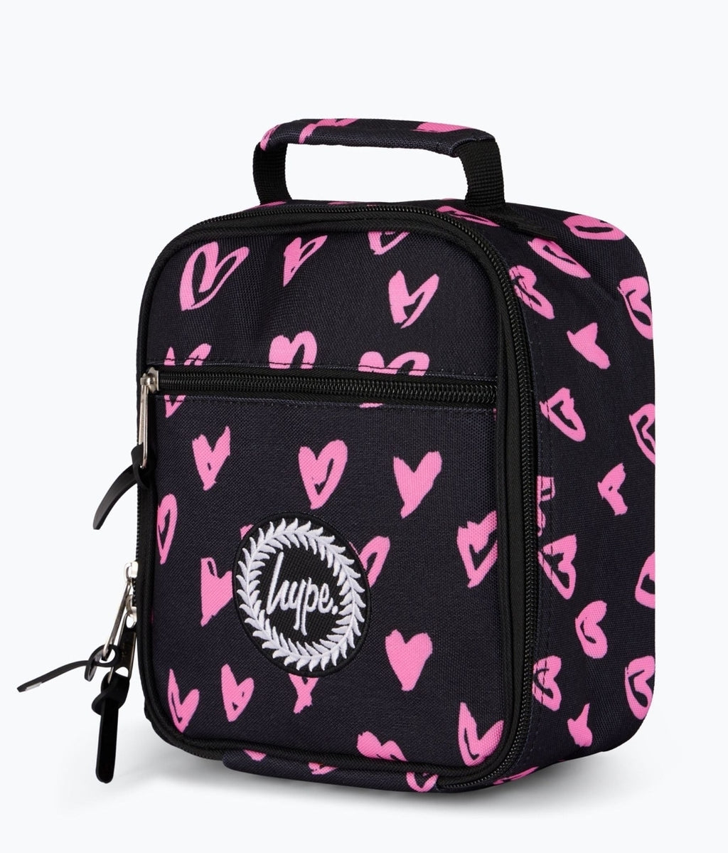 Hype Black Scribble Hearts Backpack, Lunchbag & Bottle Bundle Set