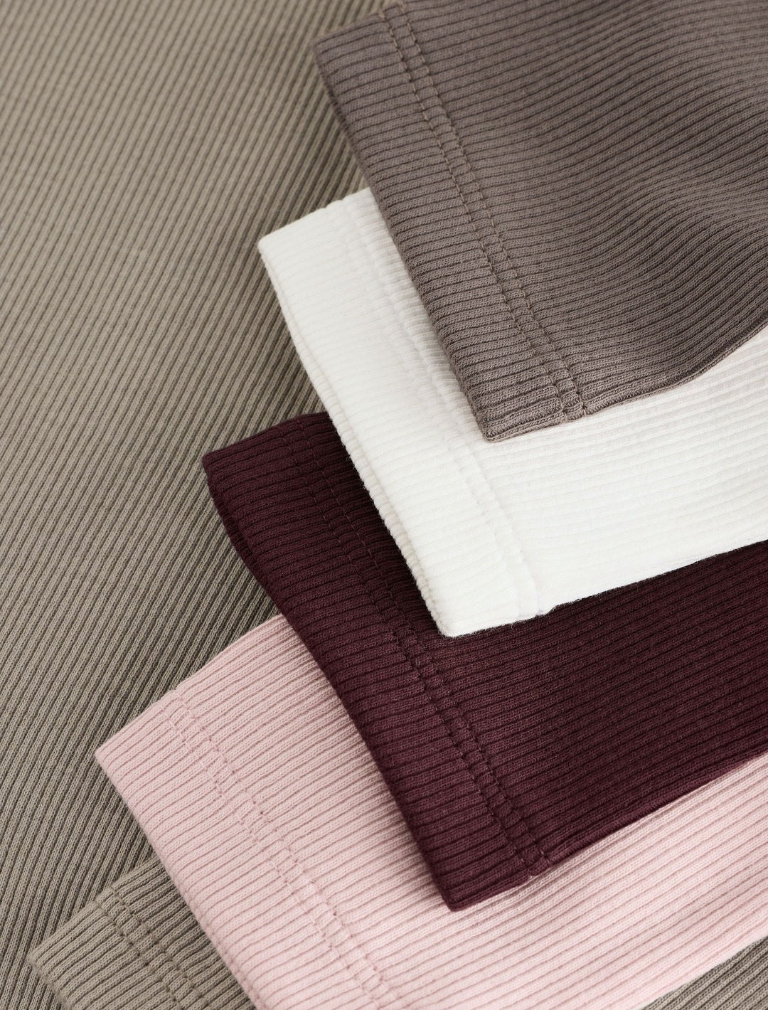 Neutral Ribbed Long Sleeve Tops 5 Pack
