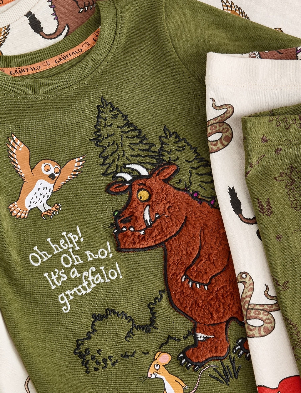 Green/Ecru Gruffalo Snuggle Pyjamas 2 Pack