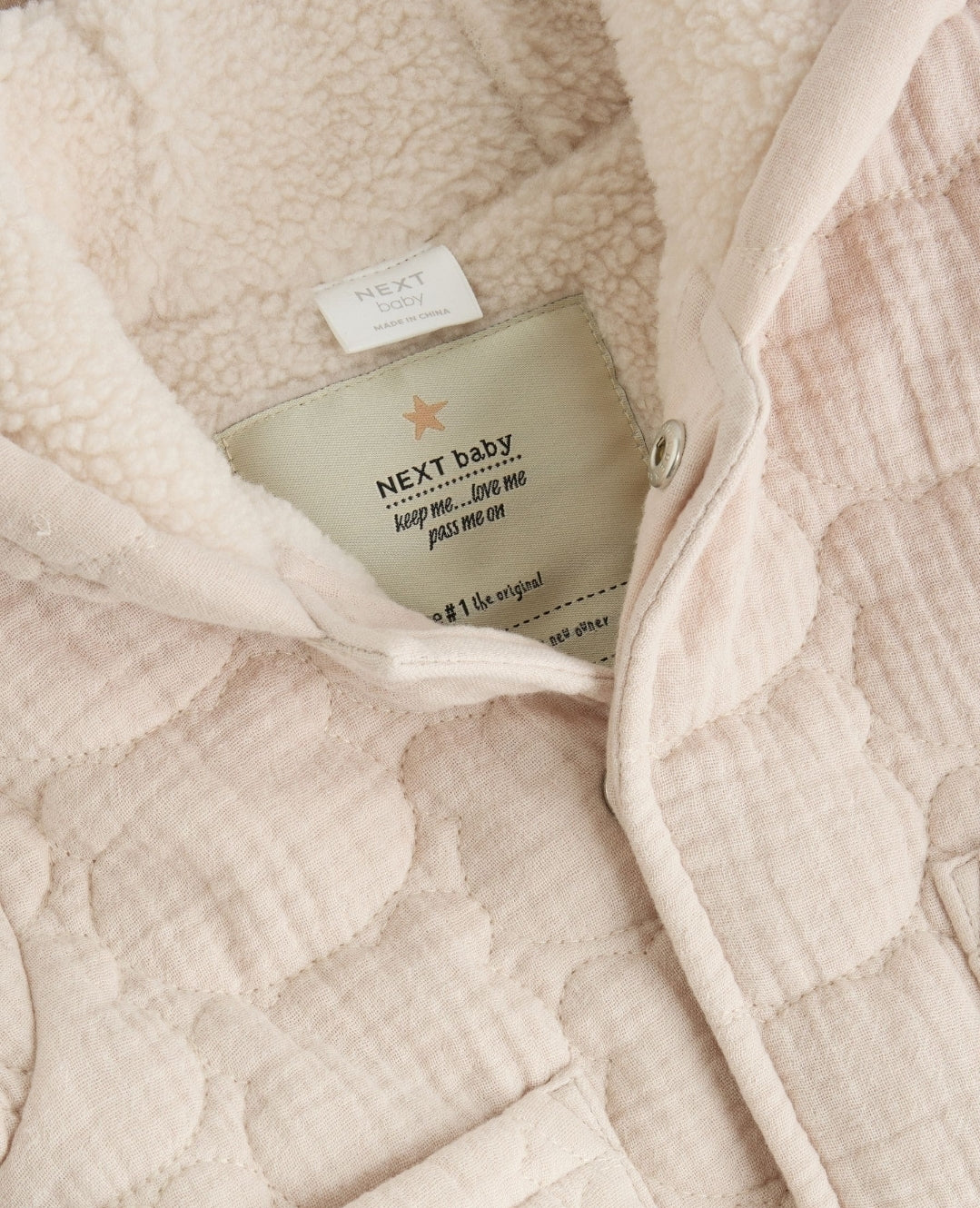 Cream Crinkle Bear Face Quilted
Baby Jacket
