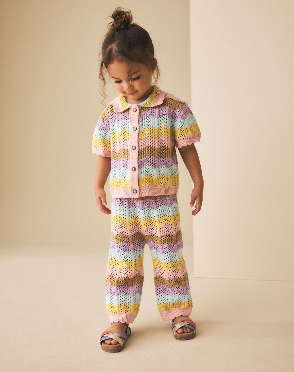 Multi Stripe Knitted Shirt and Trousers Set