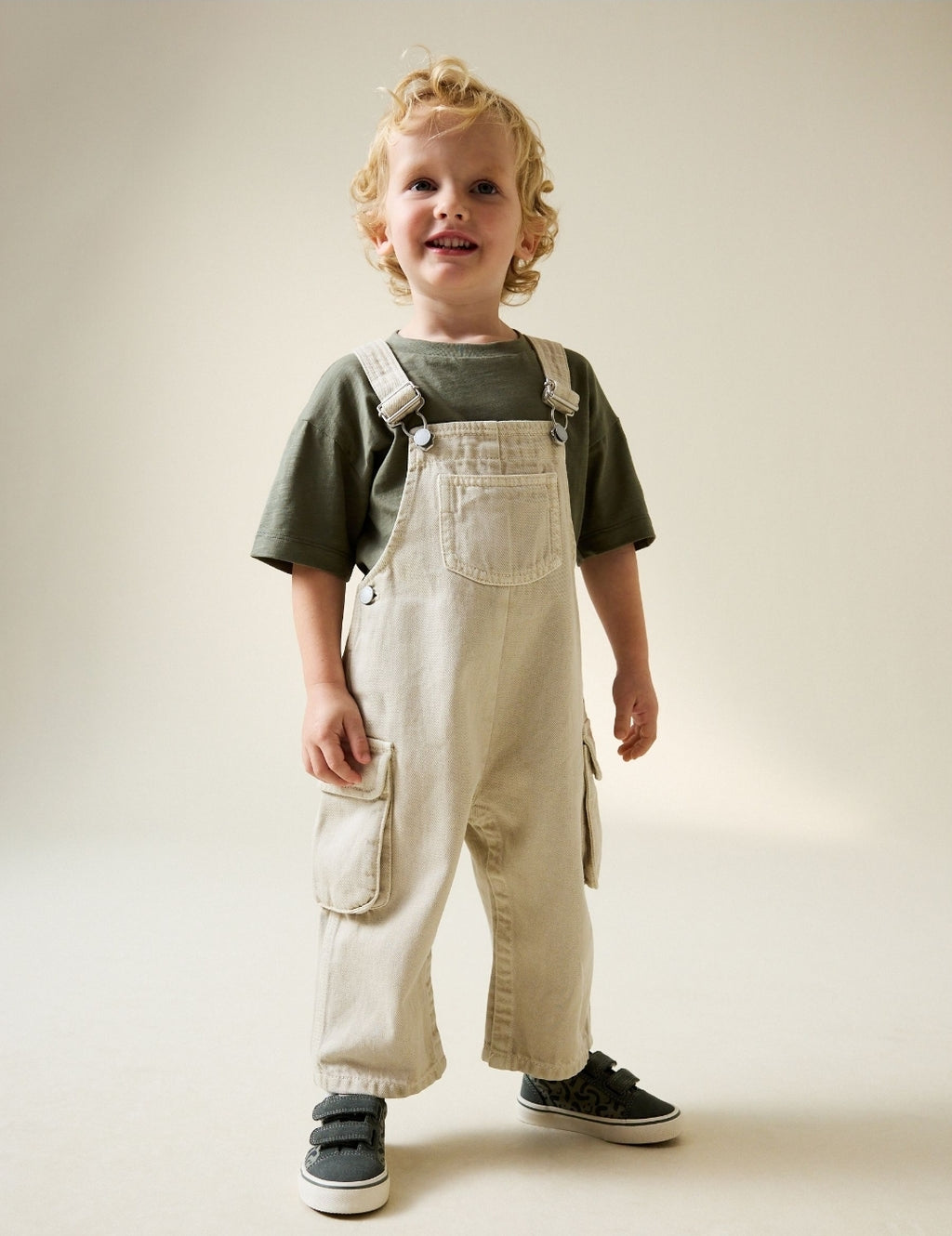 Ecru Twill Woven Cotton
Cargo Dungarees