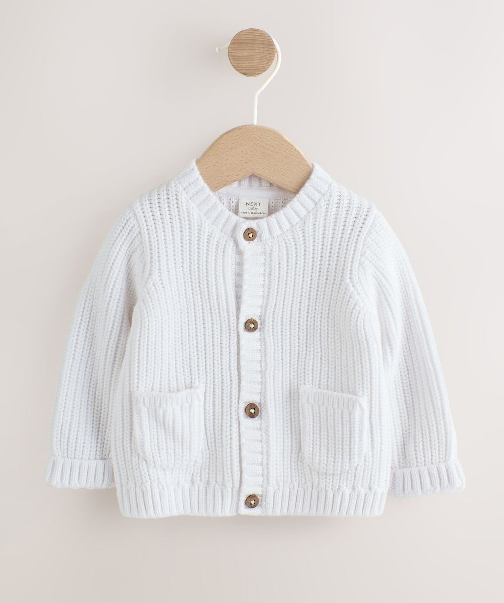 White Born In 2026 Baby Cardigan