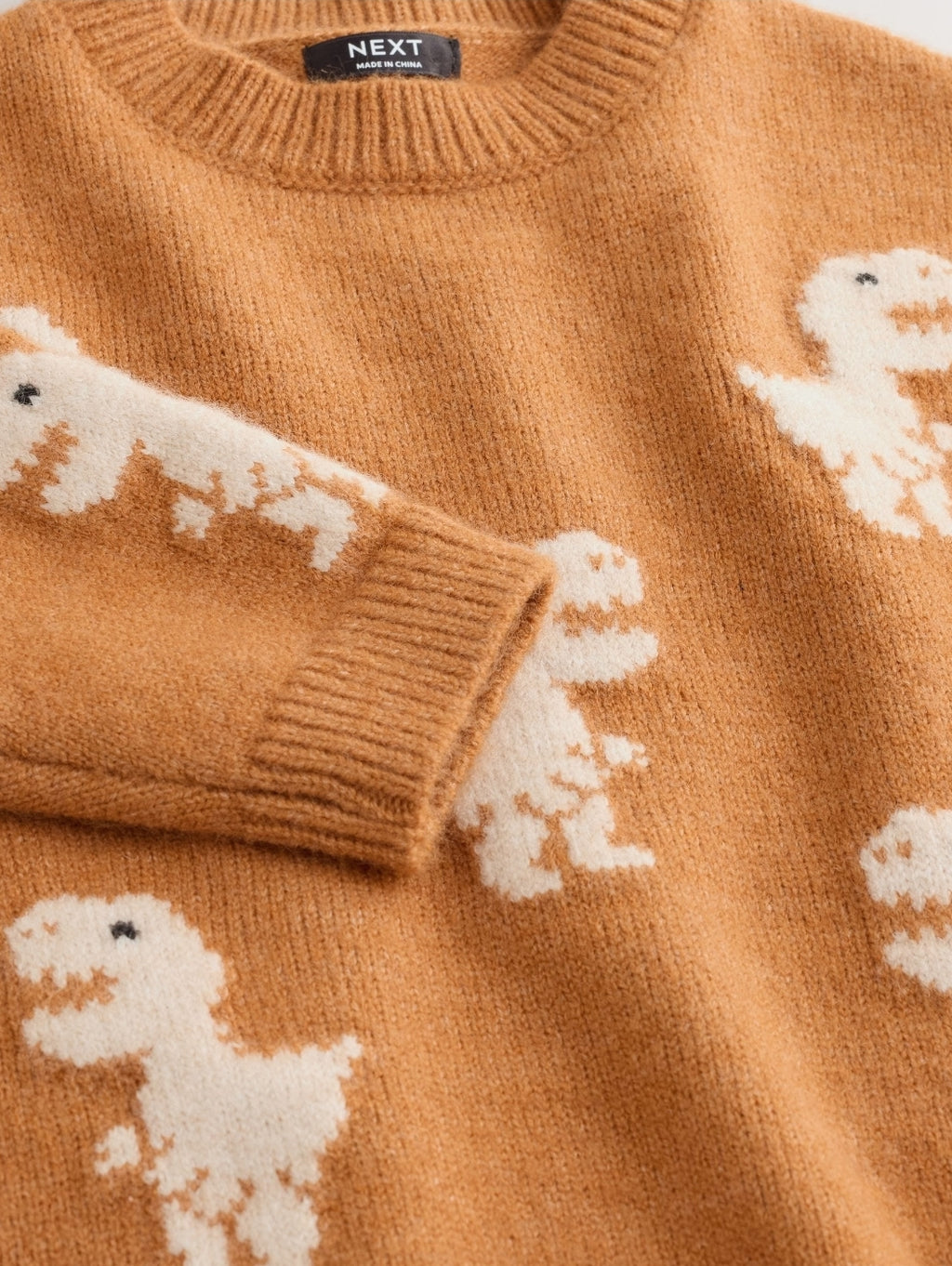 Tan Brown All Over Character
Knitted Crew Neck Jumper