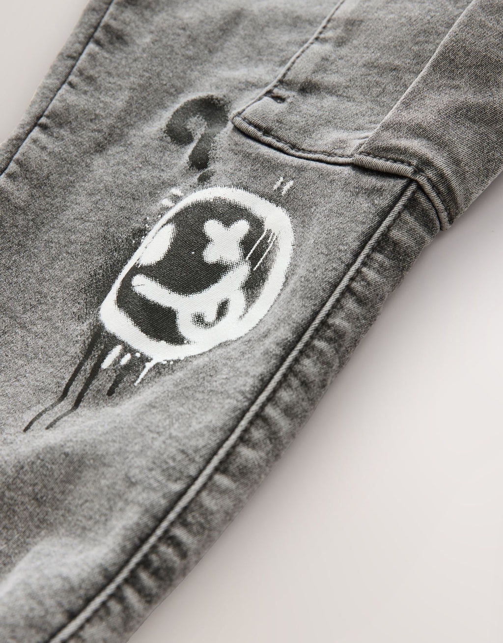Grey Graffiti Cargo Jeans With Elasticated Waist