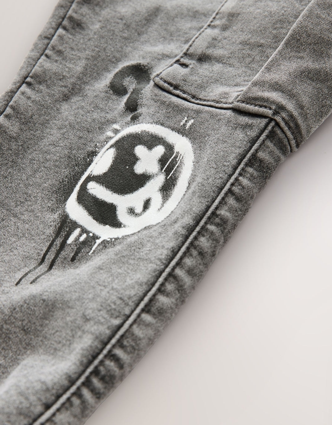Grey Graffiti Cargo Jeans With Elasticated Waist