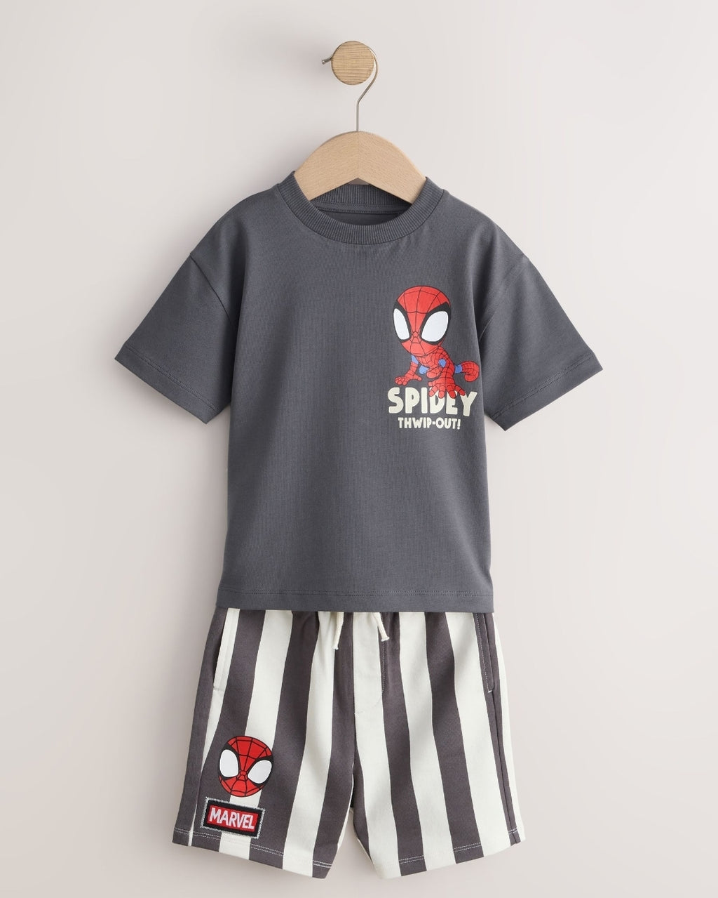 Charcoal Grey Spider-Man T-Shirt And Shorts Set