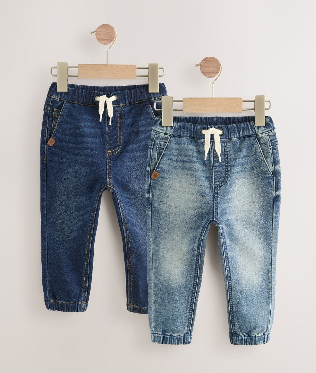 Blue Denim Regular Fit Jogger Jeans With Comfort Stretch 2 Pack