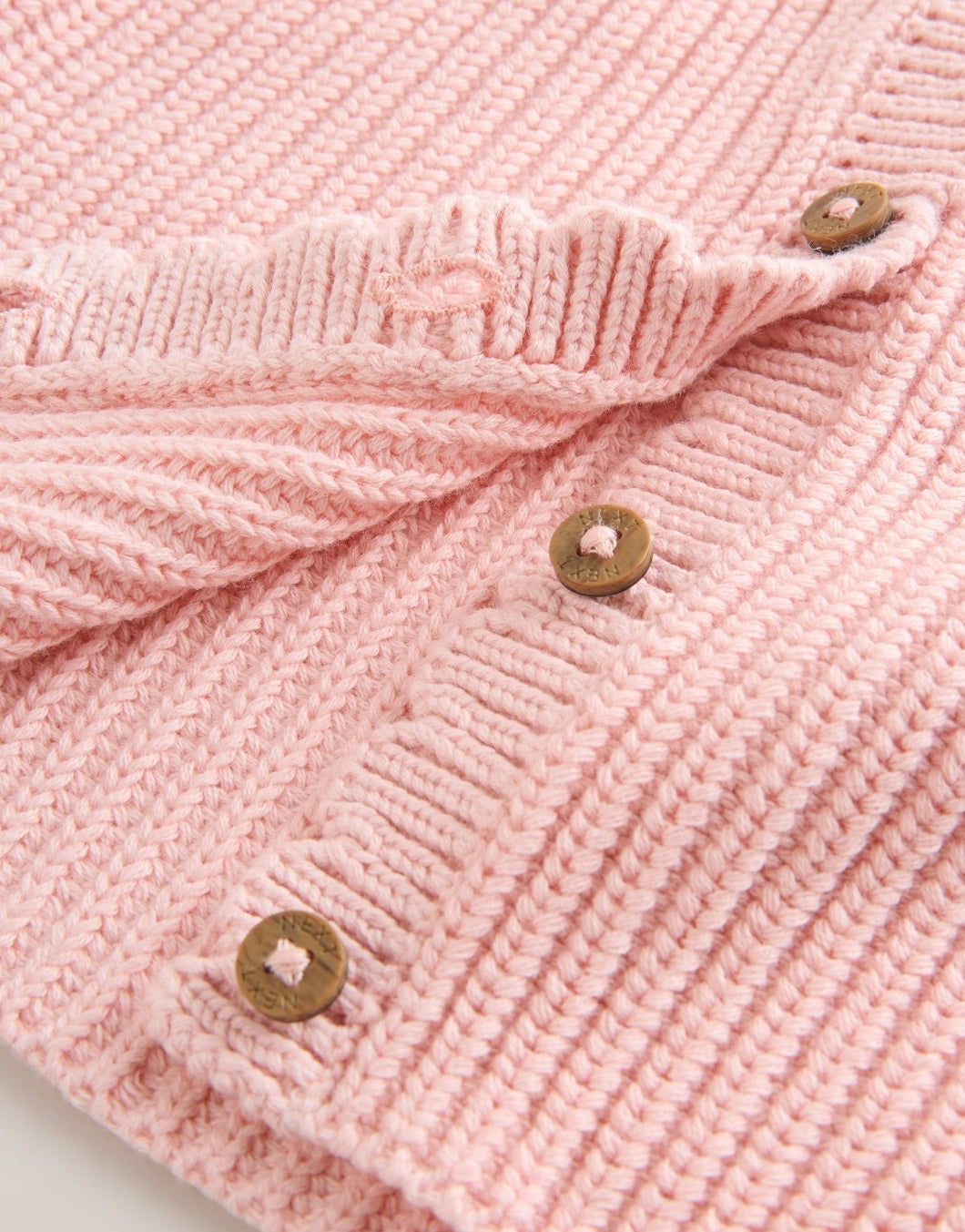 Pink Scallop Hem Knitted Baby Cardigan