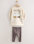 Cream Miffy Sweat Dress & Leggings Set
