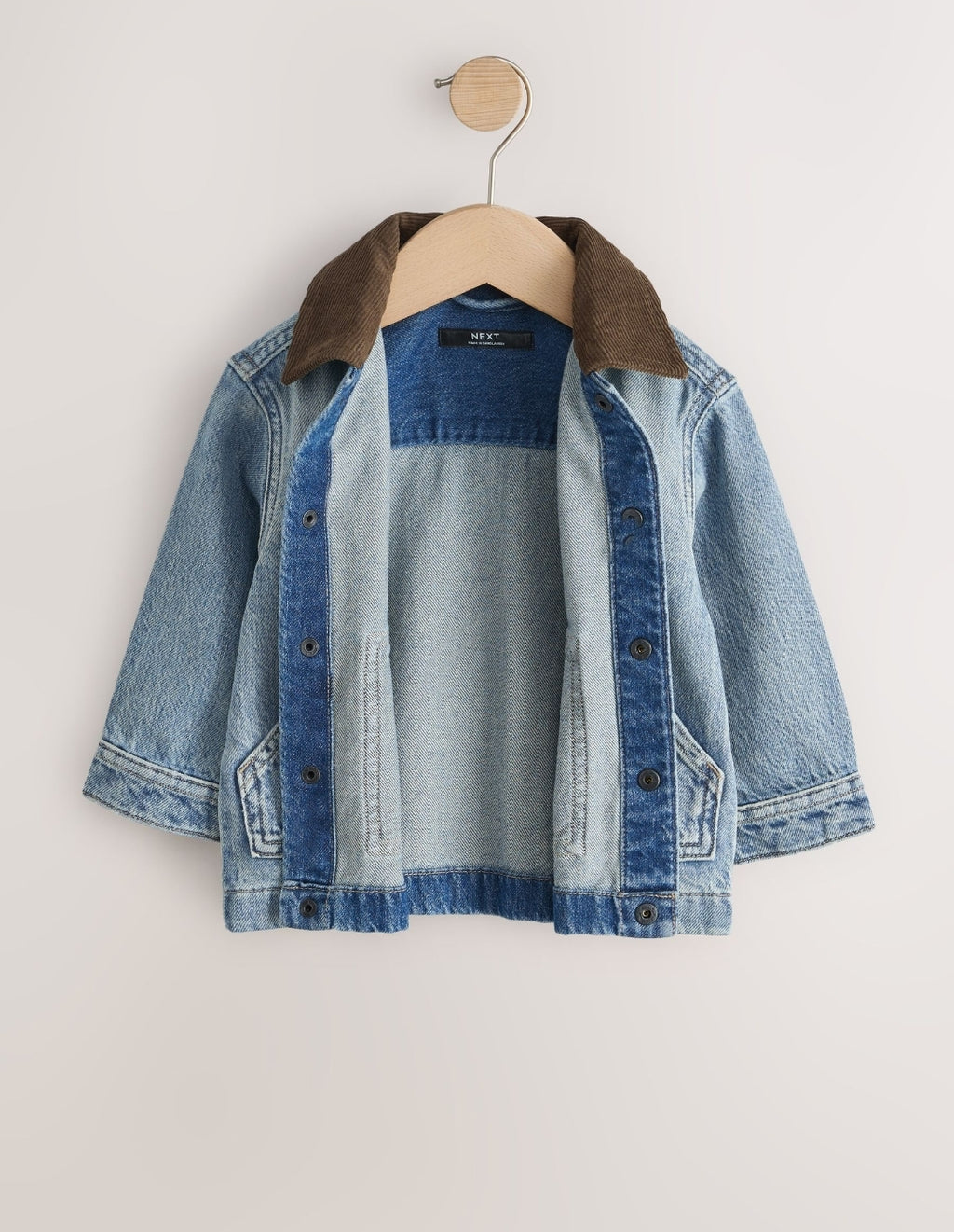 Blue Denim Long Sleeve Cord Collar Shirt