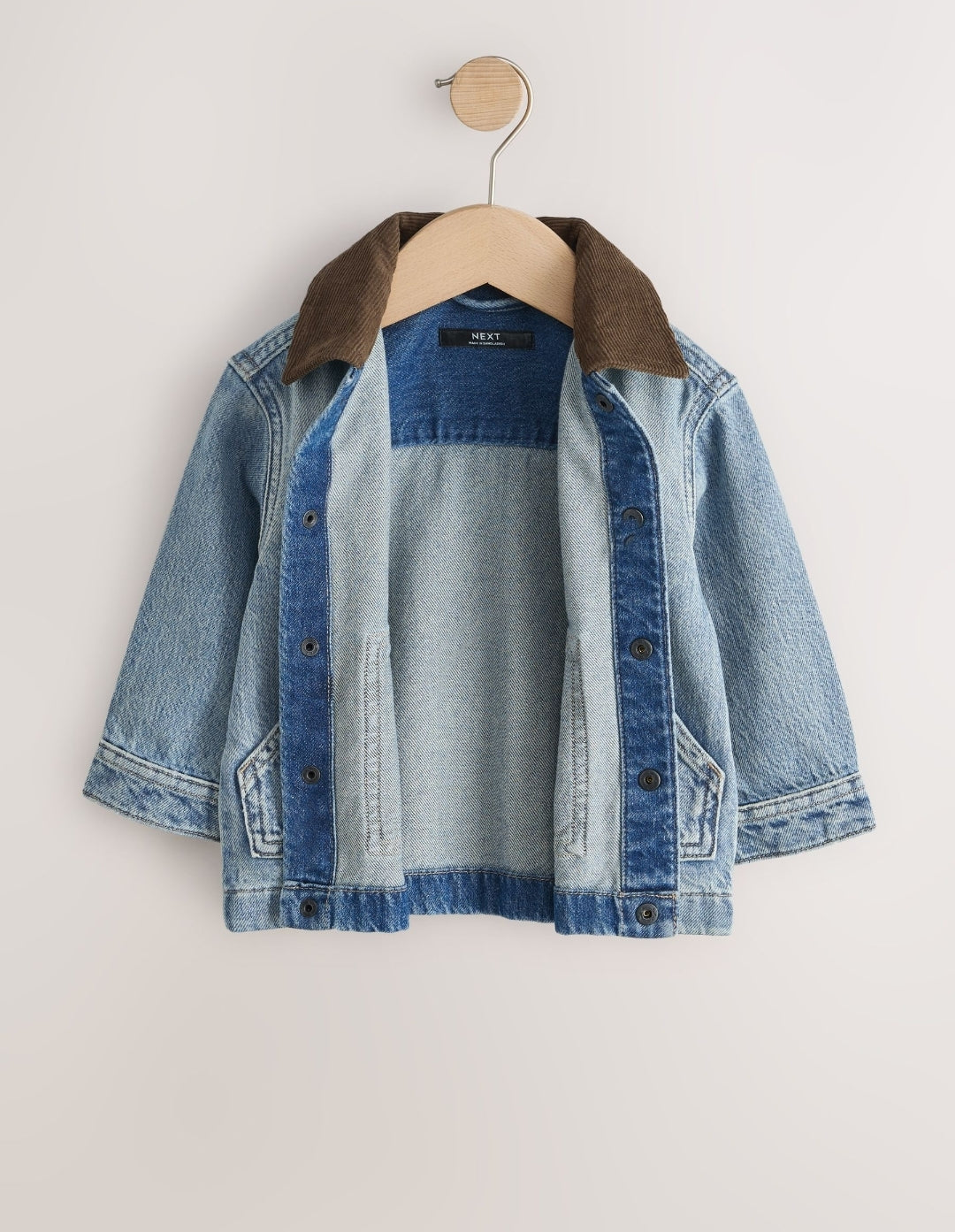 Blue Denim Long Sleeve Cord Collar Shirt