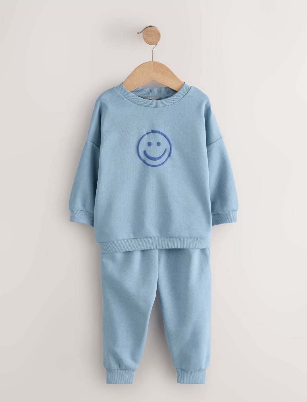Light Blue Single Printed Crew Neck Sweat Top & Joggers Set